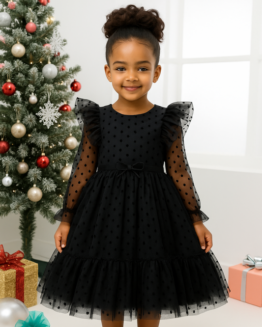 Midnight Dots Frill Dress