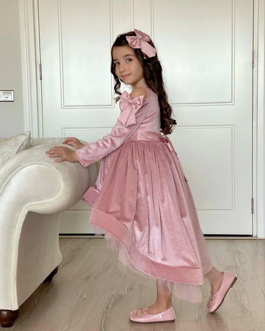 Blush Princess Velvet Dress