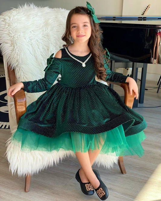 Emerald Princess Velvet Dress