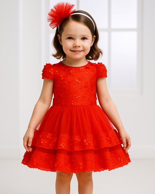 Scarlet Blossom Tulle Dress