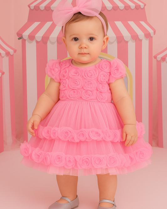 Rosalia Rosette Layered Dress