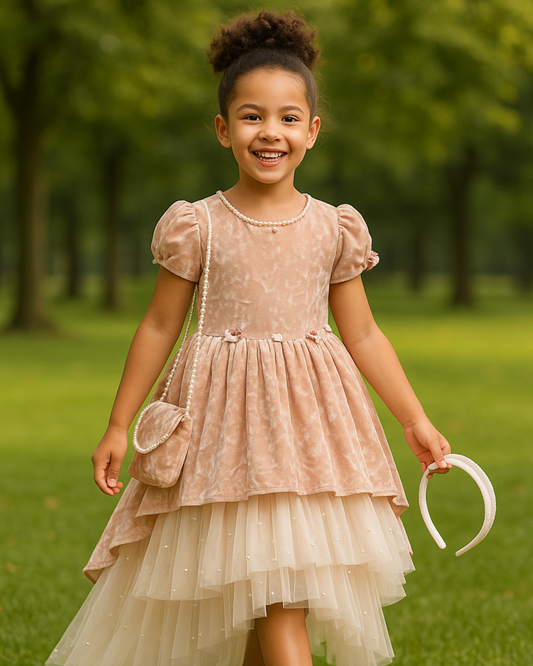 Rosy Ruffles Velvet Gown