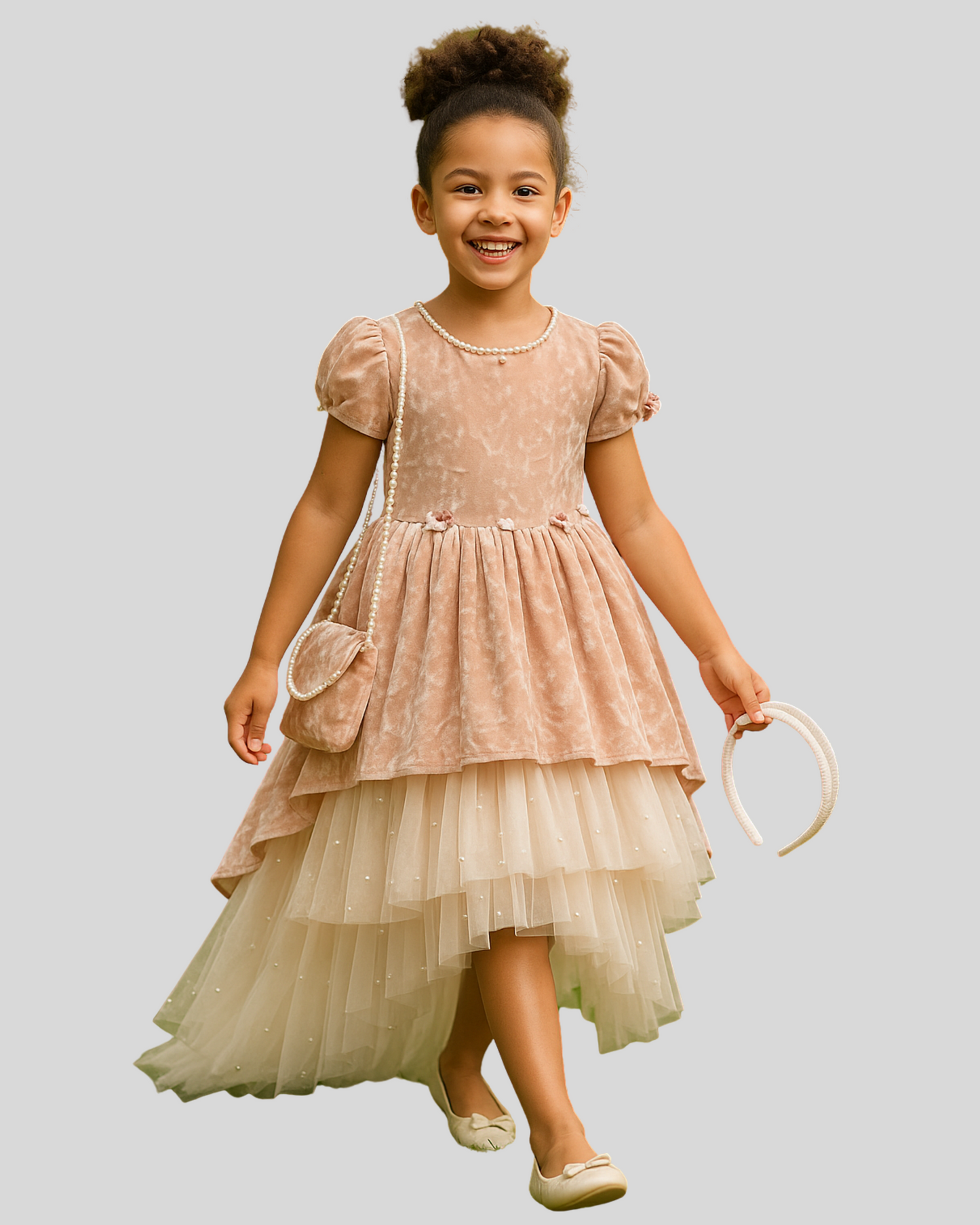 Rosy Ruffles Velvet Gown