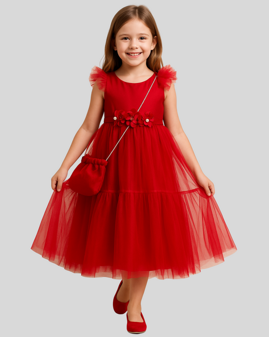 Scarlet Bloom Tulle Dress